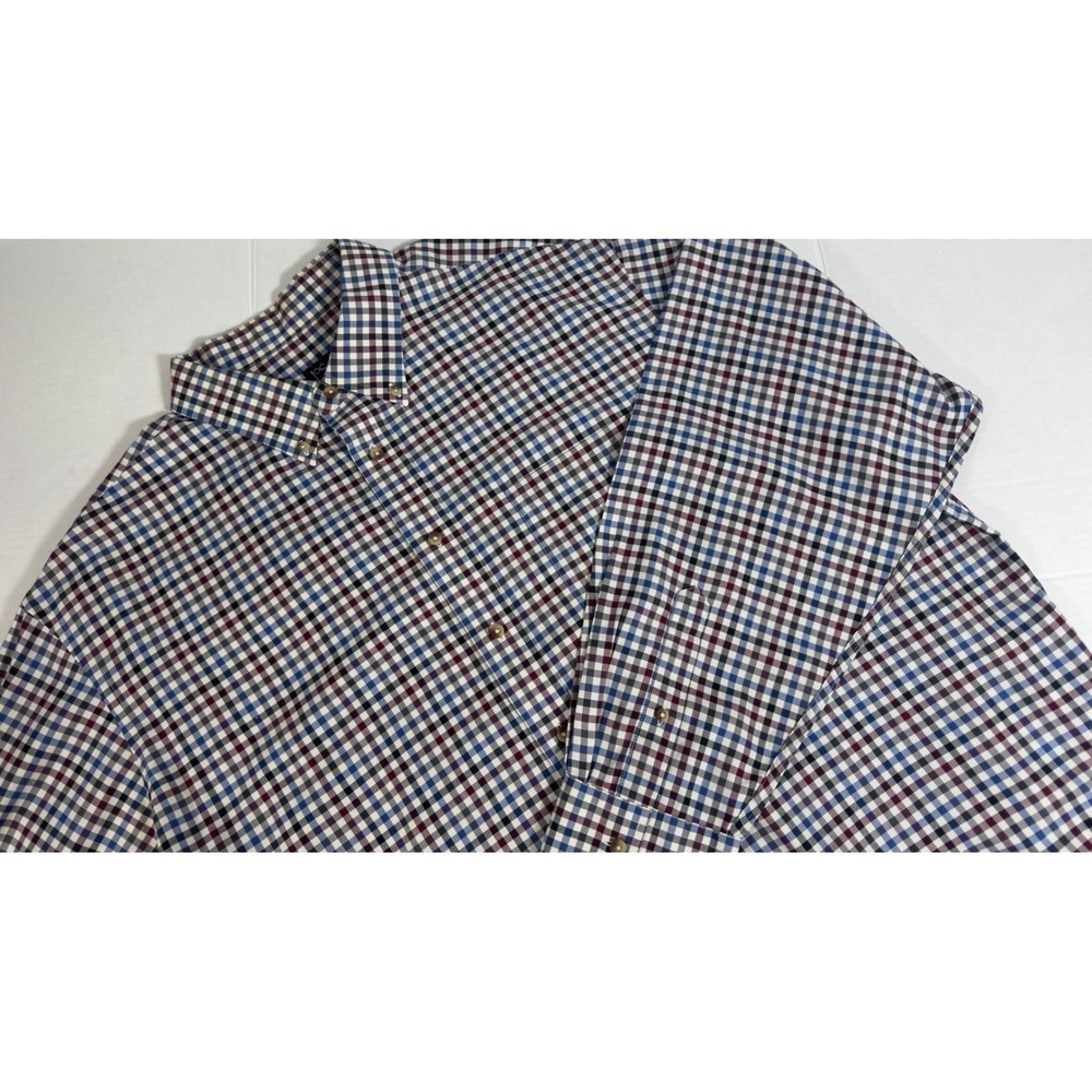 Jos. A. Bank Button Down Shirt Mens XXL Multi Check Traveler's Maroon Blue